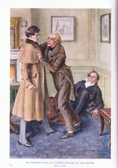 Mr Pecksniff Fell in a Sitting Posture on the Ground by Charles Edmund Brock